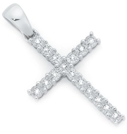 9ct White Gold Diamond Cross Pendant