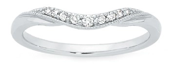 9ct White Gold Diamond Curved Band