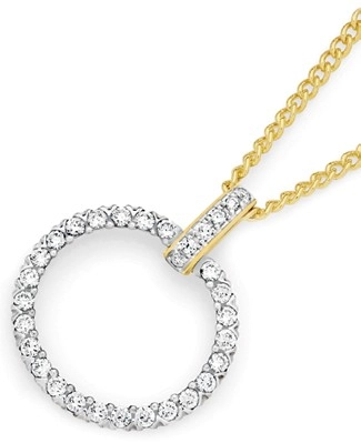 Alora 10ct Gold 1/4 Carat TW Lab Grown Diamond Circle Pendant