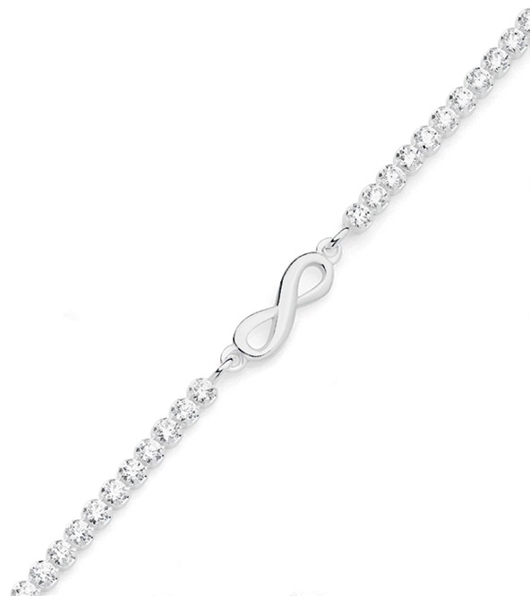 Sterling Silver 19cm Infinity Cubic Zirconia Tennis Bracelet