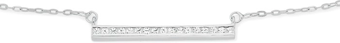 Sterling Silver Channel Set Cubic Zirconia Bar Necklet