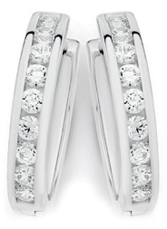 Sterling Silver Cubic Zirconia Channel Set Huggie Earrings