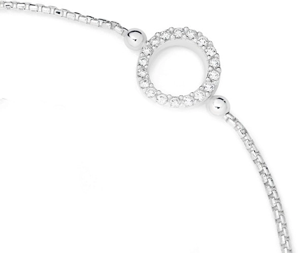 Sterling Silver Cubic Zirconia Circle Friendship Bracelet