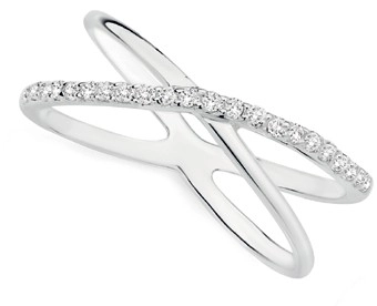 Sterling Silver Cubic Zirconia Fine Crossover Ring