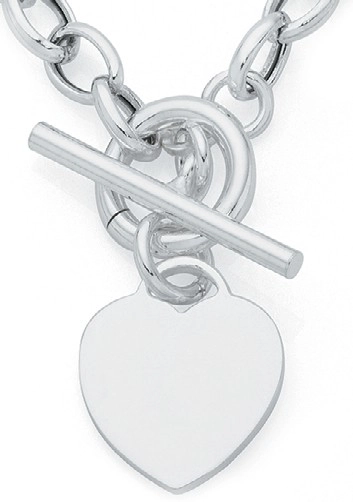 Sterling Silver Cubic Zirconia Heart Fob Necklet