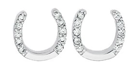 Sterling Silver Cubic Zirconia Horseshoe Stud Earrings