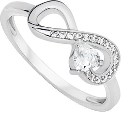 Sterling Silver Cubic Zirconia Infinity with Cubic Zirconia Heart Ring