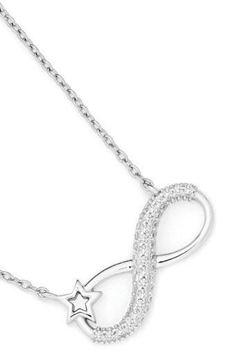 Sterling Silver Cubic Zirconia Infinity With Star Necklet