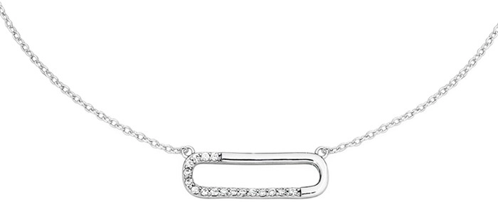 Sterling Silver Cubic Zirconia Paperclip Necklet