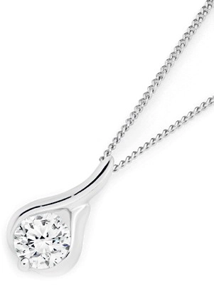 Sterling Silver Cubic Zirconia Teardrop Pendant