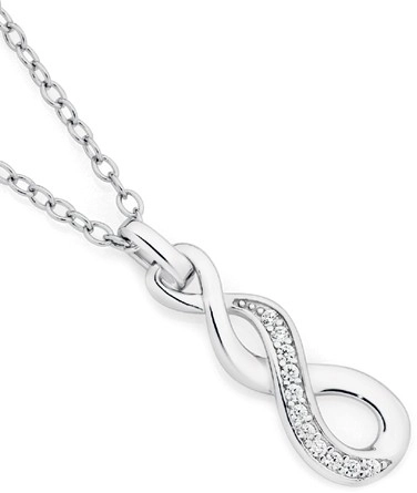 Sterling Silver Cubic Zirconia Triple Loop Twist Drop Pendant