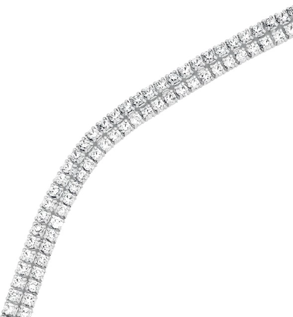 Sterling Silver Fine Double Cubic Zirconia Tennis Bracelet