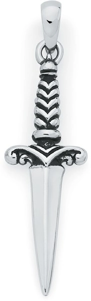 Sterling Silver Gents 38mm Oxidised Dagger Pendant