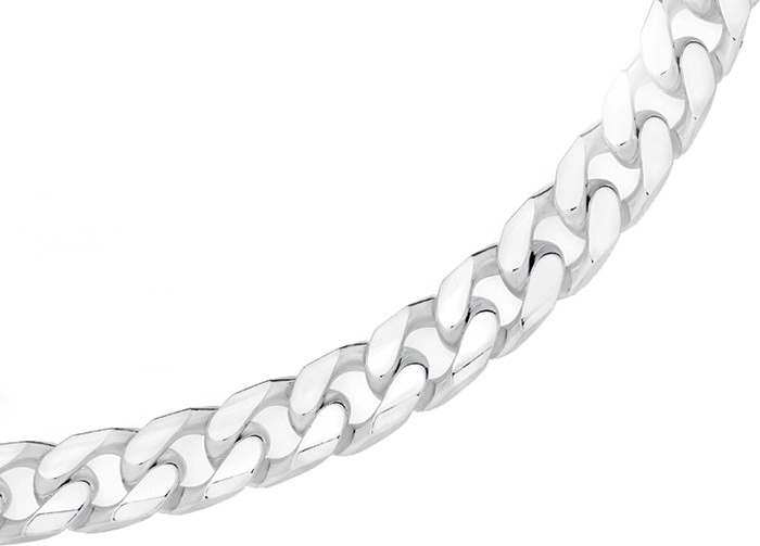 Sterling Silver Gents 50cm Oval Solid Curb Chain