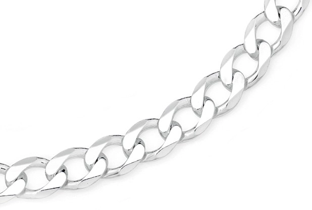 Sterling Silver Gents 55cm Bevelled Curb Chain