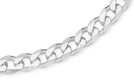 Sterling Silver Gents 55cm Solid Bevelled Curb Chain