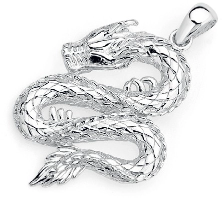 Sterling Silver Gents Black Sapphire Dragon Pendant