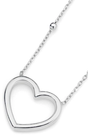 Sterling Silver Plain Heart On Fine Ball Chain