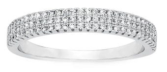 Sterling Silver Triple Row Pave Cubic Zirconia Band