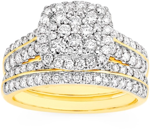 18ct Gold Diamond Cushion Shape Bridal Set