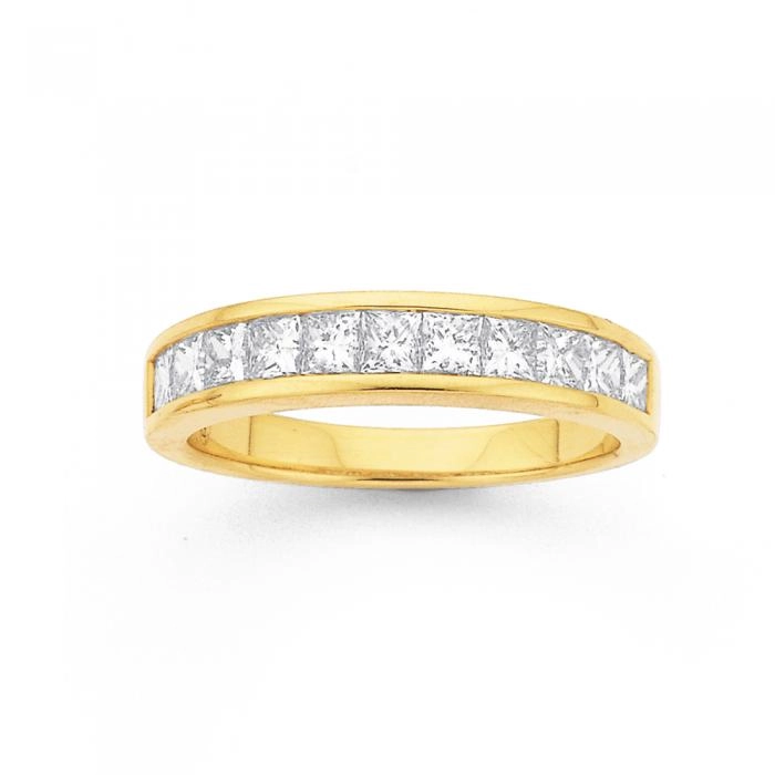 18ct Gold Diamond Princess Cut Band