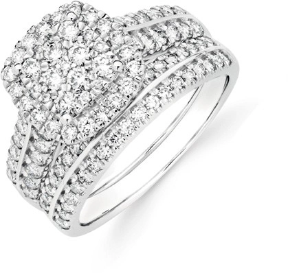 18ct White Gold Diamond Cushion Shape Bridal Set