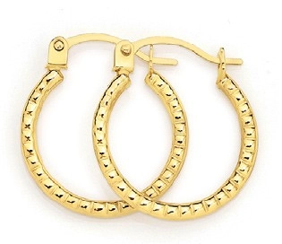 9ct Gold 10mm Beaded Hoop Earrings