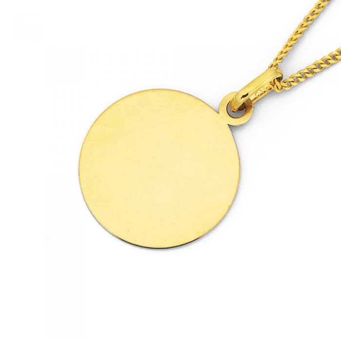 9ct Gold 14mm Round Disc Pendant