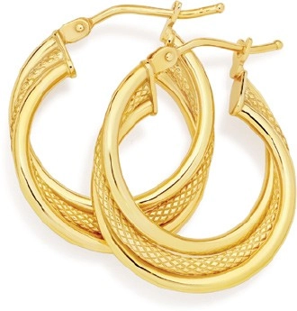 9ct Gold 15mm Hoop Earrings