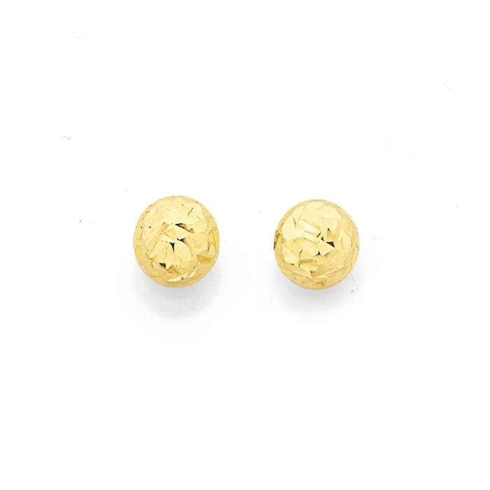 9ct Gold 4mm Diamond-Cut Ball Stud Earrings