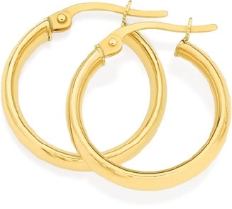 9ct Gold 4x15mm Polished Half Round Hoop Earrings