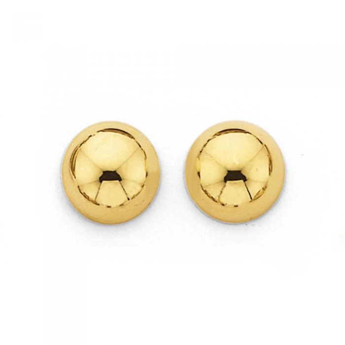 9ct Gold 6mm Dome Stud Earrings