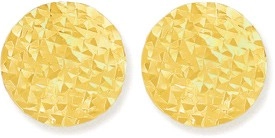 9ct Gold 9.5mm Diamond-Cut Disc Stud Earrings