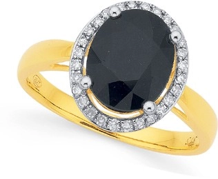 9ct Gold Black Sapphire & Diamond Ring