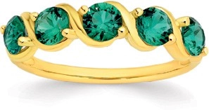 9ct Gold Created Emerald & Diamond Ring