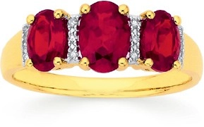 9ct Gold Created Ruby & Diamond Ring