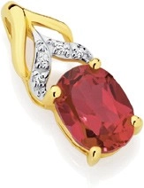 9ct Gold Created Ruby & Diamond Slider Pendant