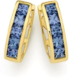 9ct Gold Created Sapphire Huggie Earrings