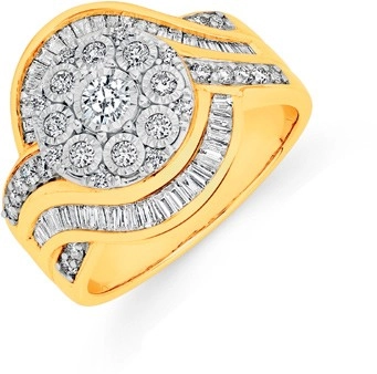 9ct Gold Diamond Cluster Wrap Dress Ring