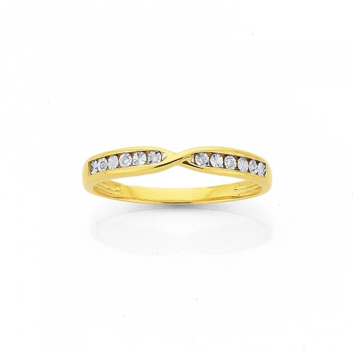 9ct Gold Diamond Crossover Band