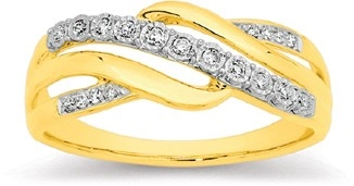 9ct Gold Diamond Crossover Ring