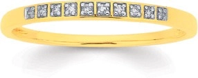 9ct Gold Diamond Fine Bar Band