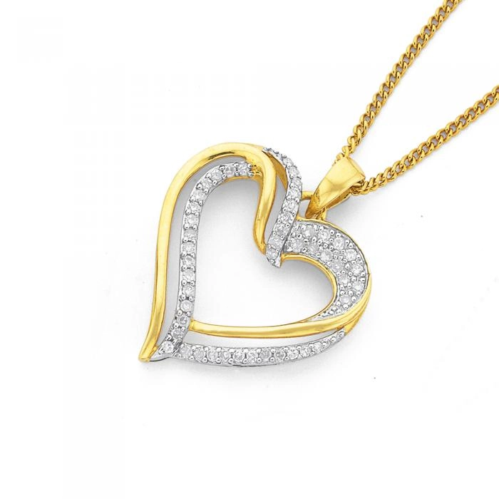 9ct Gold Diamond Heart Pendant