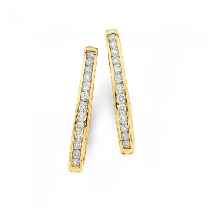 9ct Gold Diamond Hoop Earrings