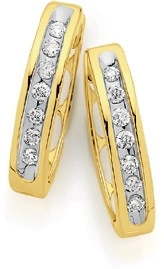 9ct Gold Diamond Huggie Earrings