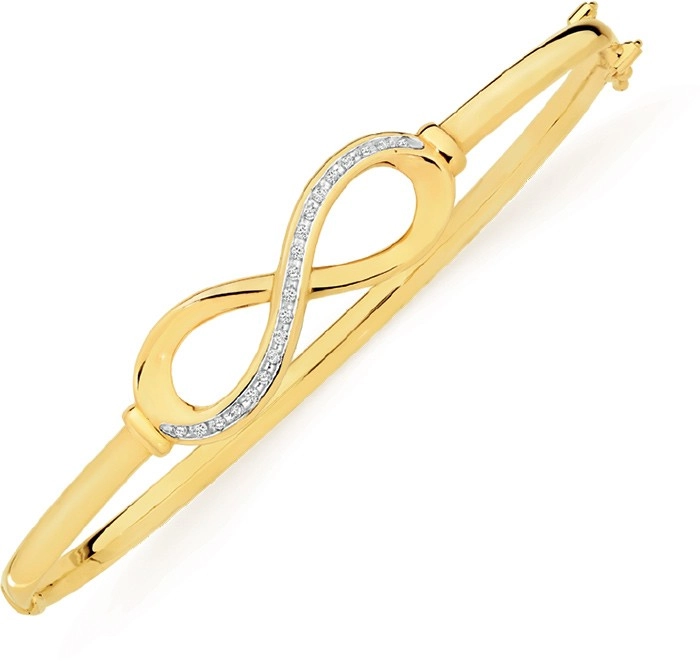 9ct Gold Diamond Infinity Bangle