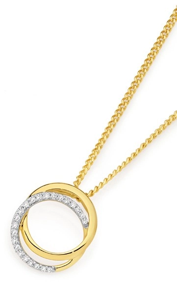 9ct Gold Diamond Interlock Circle Slider Pendant