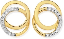 9ct Gold Diamond Interlock Circle Stud Earrings