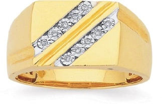 9ct Gold Diamond Men's Ring