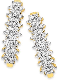 9ct Gold Diamond Multi Cluster Hoop Earrings